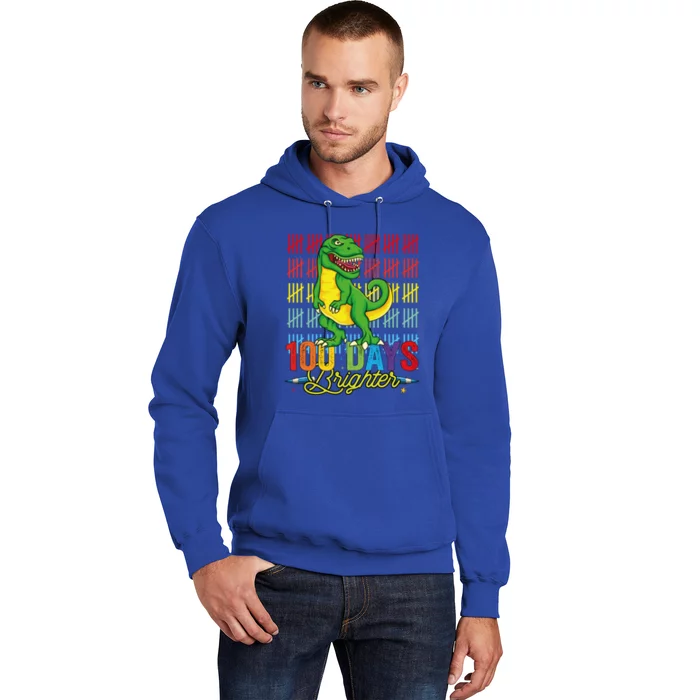 100 Days Brighter Dinosaur For Teachers And Students Great Gift Hoodie