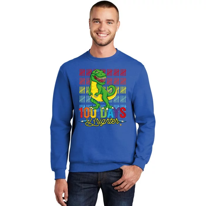 100 Days Brighter Dinosaur For Teachers And Students Great Gift Sweatshirt