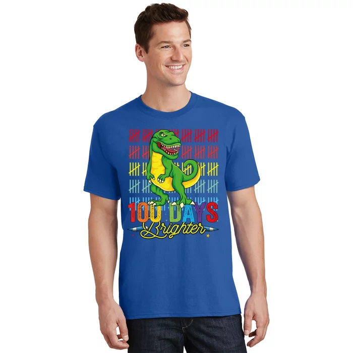 100 Days Brighter Dinosaur For Teachers And Students Great Gift T-Shirt