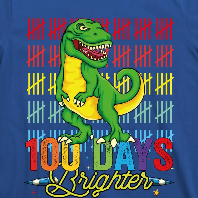 100 Days Brighter Dinosaur For Teachers And Students Great Gift T-Shirt