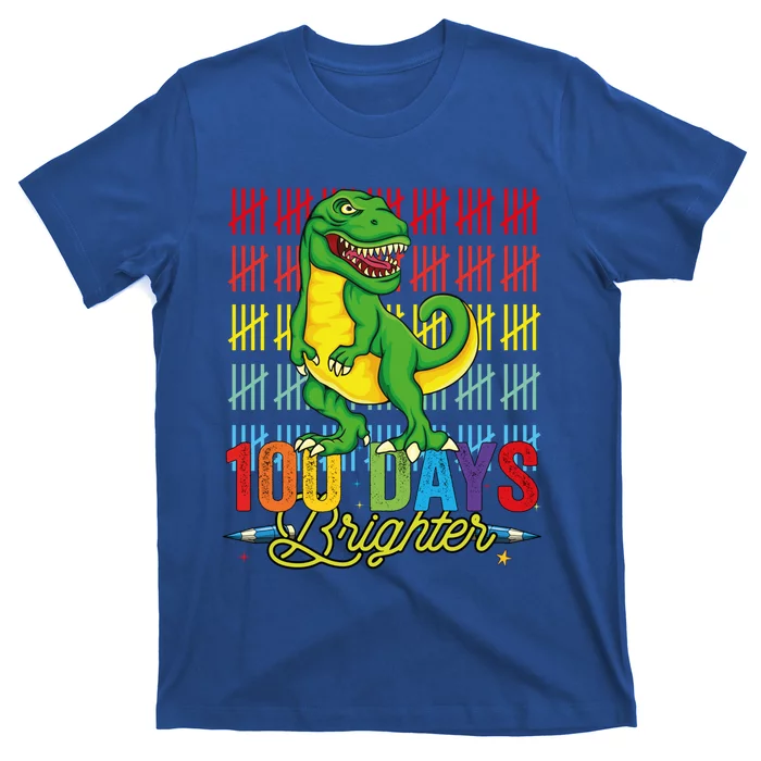 100 Days Brighter Dinosaur For Teachers And Students Great Gift T-Shirt