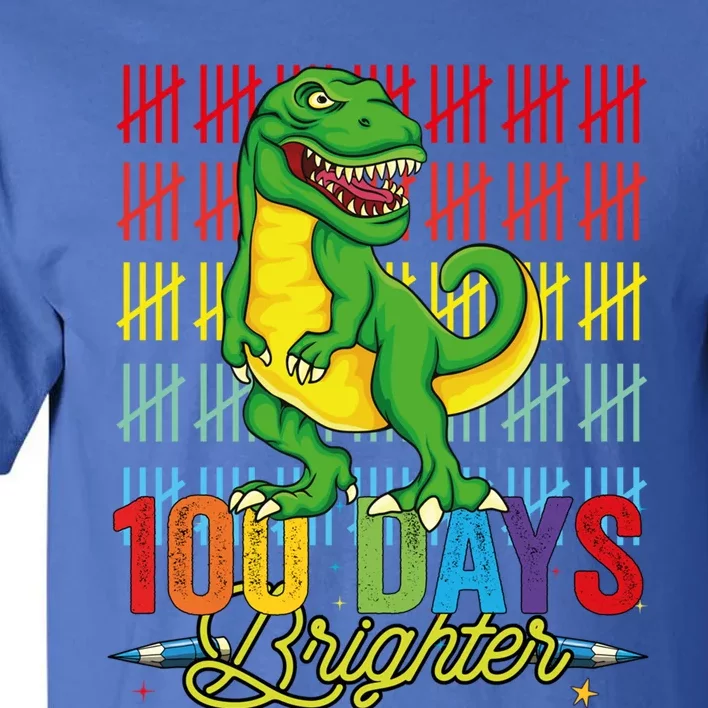 100 Days Brighter Dinosaur For Teachers And Students Great Gift Tall T-Shirt