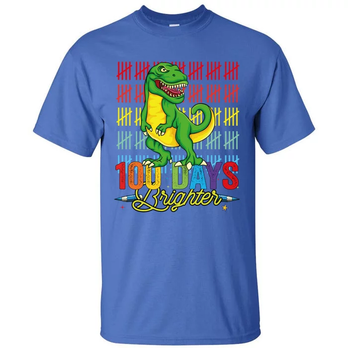 100 Days Brighter Dinosaur For Teachers And Students Great Gift Tall T-Shirt