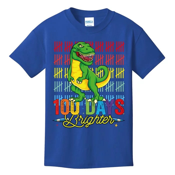 100 Days Brighter Dinosaur For Teachers And Students Great Gift Kids T-Shirt