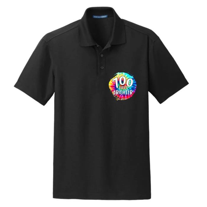 100 Days Brighter 100 Days Of School Tie Dye Teacher Student Dry Zone Grid Performance Polo