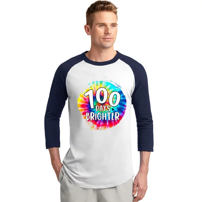 100 Days Brighter 100 Days Of School Tie Dye Teacher Student Baseball Sleeve Shirt