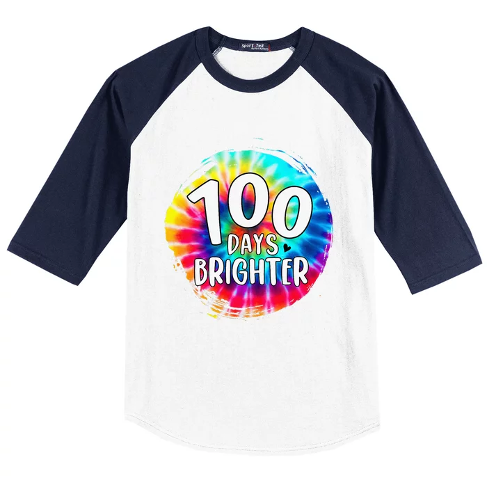 100 Days Brighter 100 Days Of School Tie Dye Teacher Student Baseball Sleeve Shirt