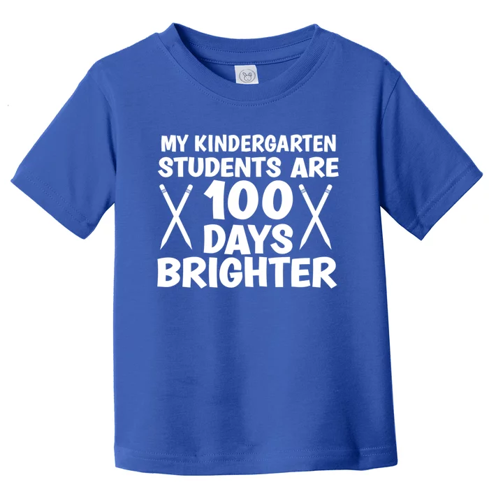 100 Days Brighter Kindergarten Teacher 100 Days Of School Gift Toddler T-Shirt