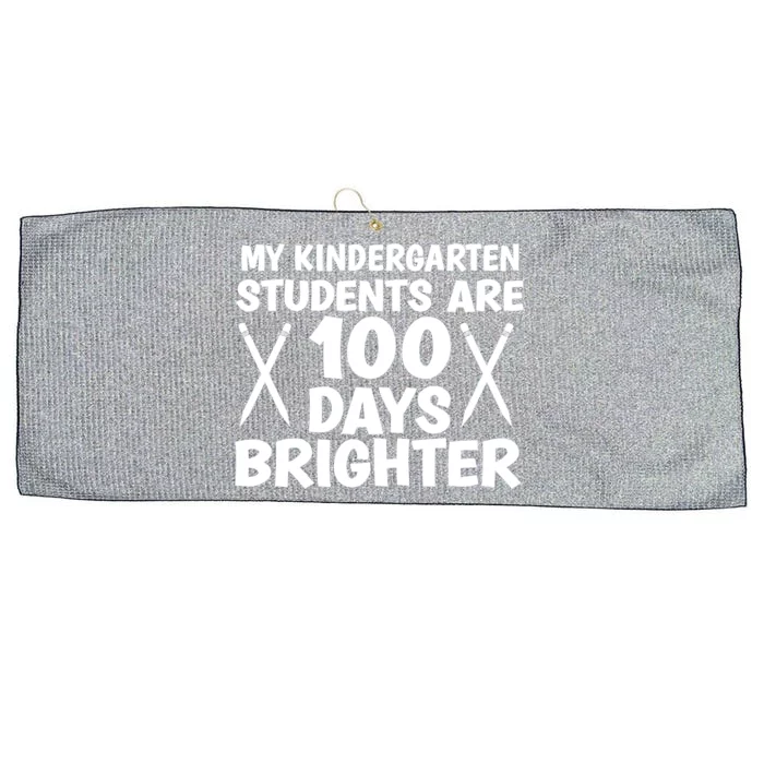 100 Days Brighter Kindergarten Teacher 100 Days Of School Gift Large Microfiber Waffle Golf Towel