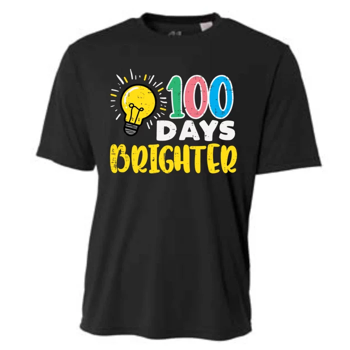 100 Days Brighter Light Bulb 100th Day School Smarter Gift Cooling Performance Crew T-Shirt