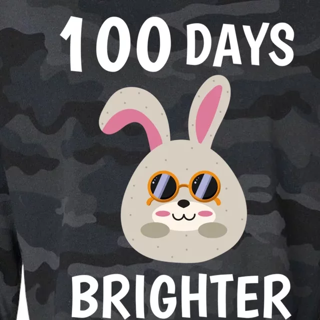 100 Days Brighter Of Schoolgift Bunny Rabbit With Sunglasses Great Gift Cropped Pullover Crew