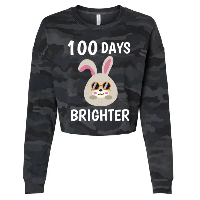 100 Days Brighter Of Schoolgift Bunny Rabbit With Sunglasses Great Gift Cropped Pullover Crew