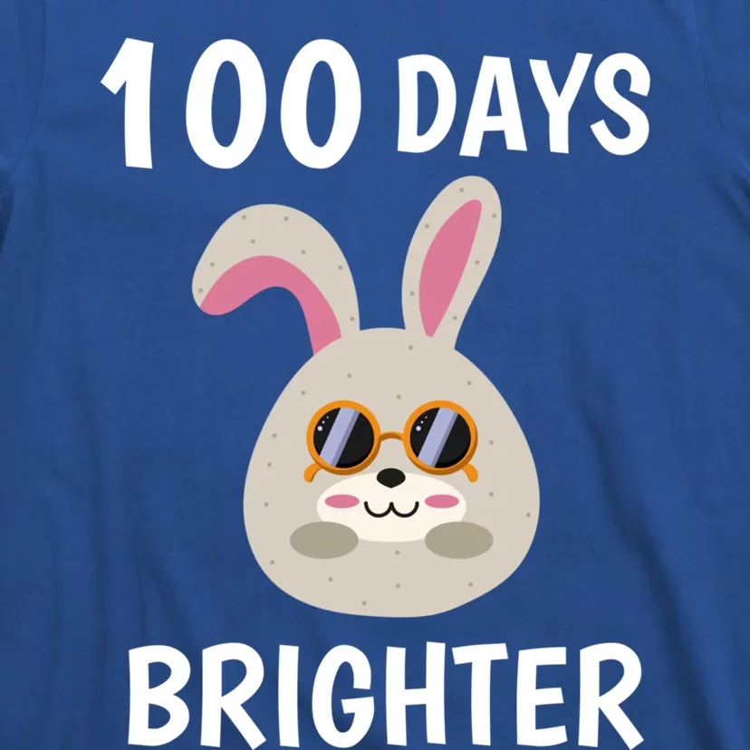 100 Days Brighter Of Schoolgift Bunny Rabbit With Sunglasses Great Gift T-Shirt