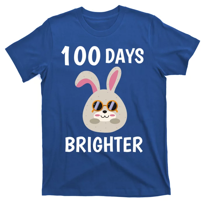 100 Days Brighter Of Schoolgift Bunny Rabbit With Sunglasses Great Gift T-Shirt