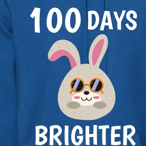 100 Days Brighter Of Schoolgift Bunny Rabbit With Sunglasses Great Gift Premium Hoodie