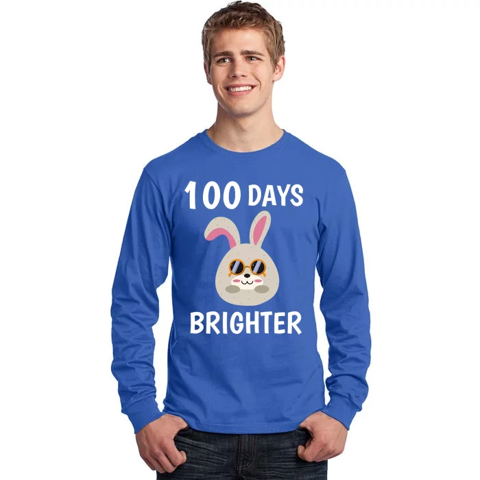 100 Days Brighter Of Schoolgift Bunny Rabbit With Sunglasses Great Gift Tall Long Sleeve T-Shirt