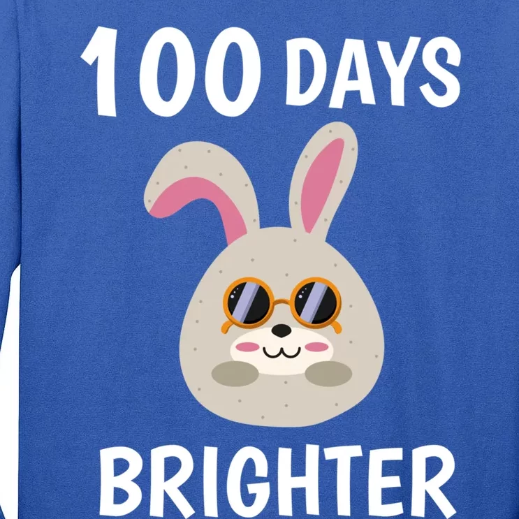 100 Days Brighter Of Schoolgift Bunny Rabbit With Sunglasses Great Gift Tall Long Sleeve T-Shirt