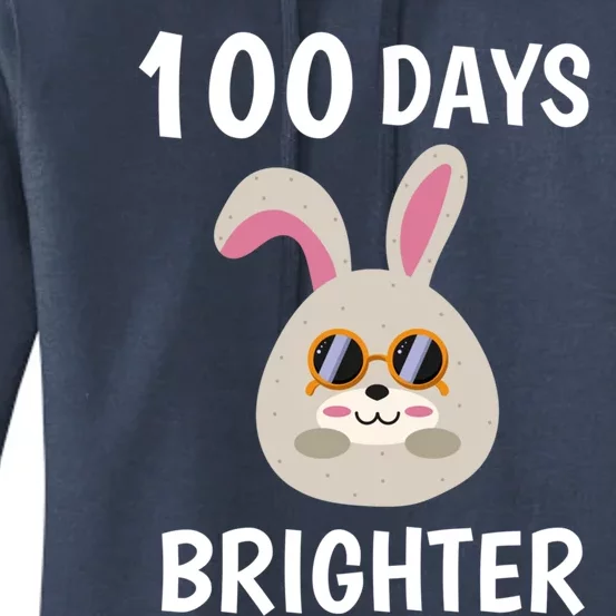 100 Days Brighter Of Schoolgift Bunny Rabbit With Sunglasses Great Gift Women's Pullover Hoodie