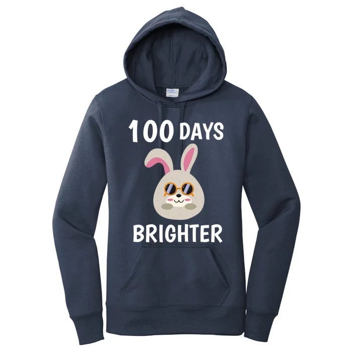 100 Days Brighter Of Schoolgift Bunny Rabbit With Sunglasses Great Gift Women's Pullover Hoodie