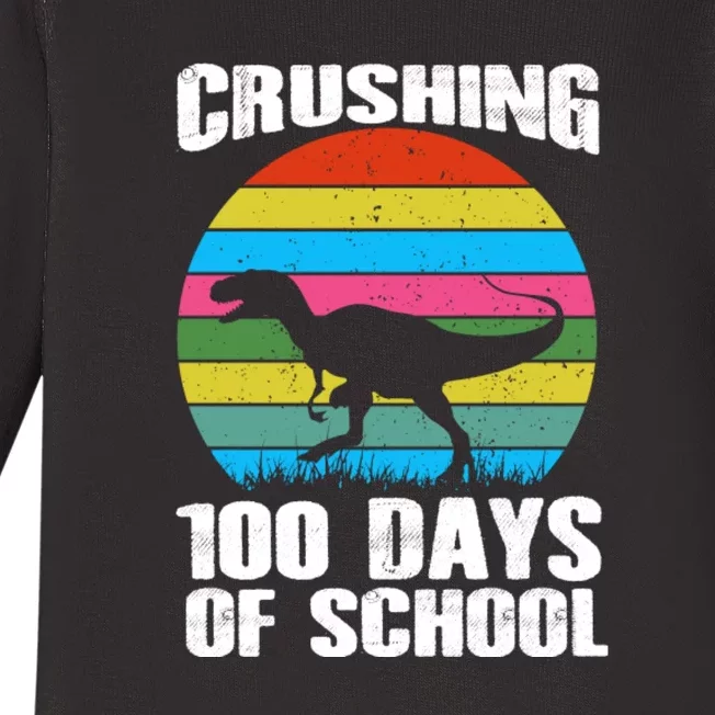 100 Days & Crushing It 100th Day Of School Monster Truck Baby Long Sleeve Bodysuit