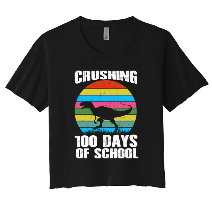 100 Days & Crushing It 100th Day Of School Monster Truck Women's Crop Top Tee