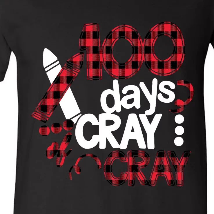 100 Days Cray Cray 100th Days School V-Neck T-Shirt