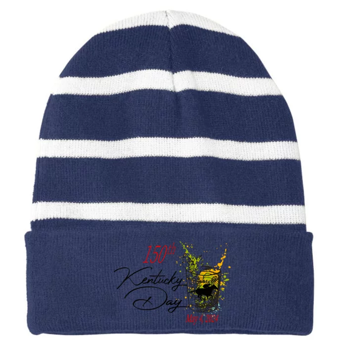 150th Derby Day 2024 May Horse Racing Striped Beanie with Solid Band