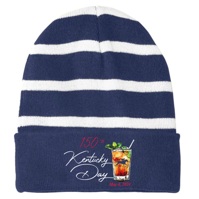 150th Derby Day Horse Racing Striped Beanie with Solid Band