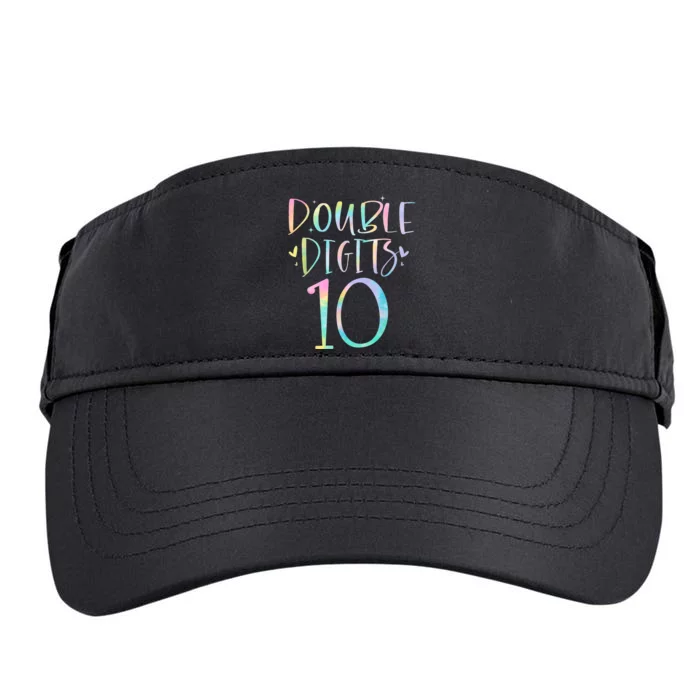 10 Double Digits 10 Year Old 10th Birthday Girl Tie Dye Adult Drive Performance Visor