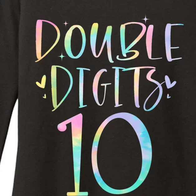 10 Double Digits 10 Year Old 10th Birthday Girl Tie Dye Womens CVC Long Sleeve Shirt