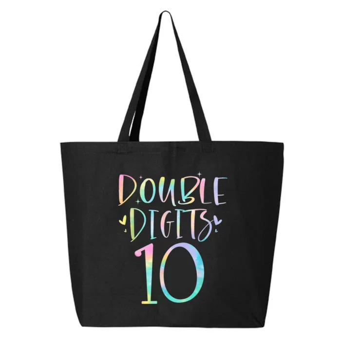 10 Double Digits 10 Year Old 10th Birthday Girl Tie Dye 25L Jumbo Tote