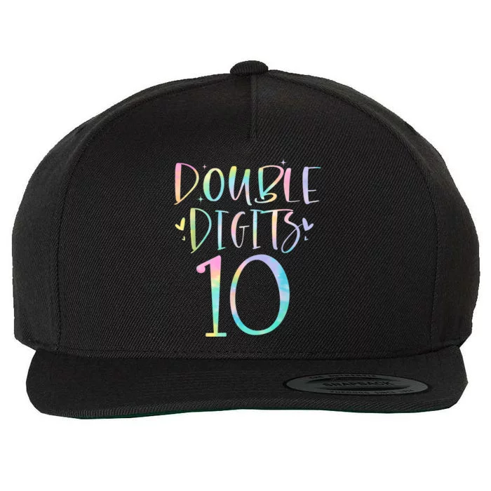 10 Double Digits 10 Year Old 10th Birthday Girl Tie Dye Wool Snapback Cap