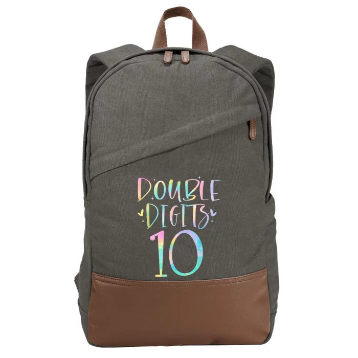 10 Double Digits 10 Year Old 10th Birthday Girl Tie Dye Cotton Canvas Backpack