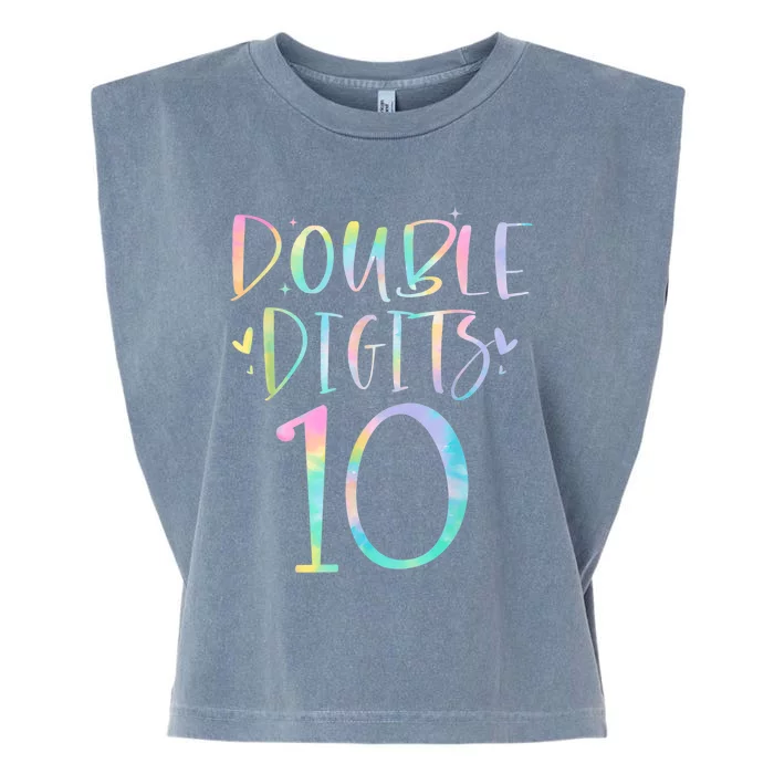 10 Double Digits 10 Year Old 10th Birthday Girl Tie Dye Garment-Dyed Women's Muscle Tee