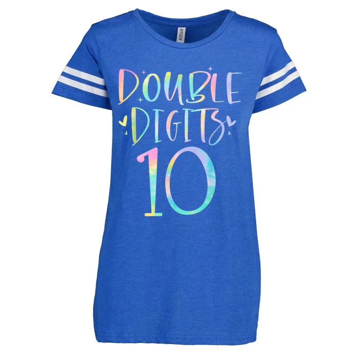 10 Double Digits 10 Year Old 10th Birthday Girl Tie Dye Enza Ladies Jersey Football T-Shirt