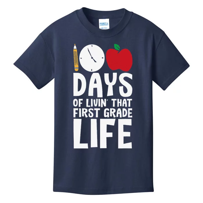 100 Days First Grade Life 100 Days Of School First Grader Kids T-Shirt