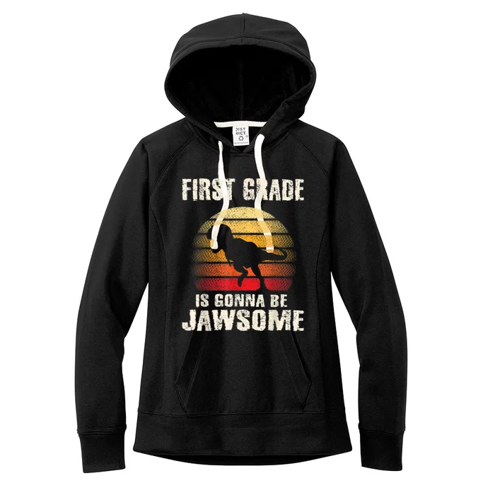 1st Day First Grade Back To School Jawsome Dinosaur Boy Women's Fleece Hoodie