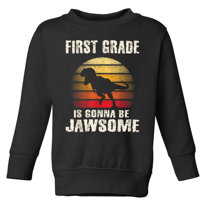 1st Day First Grade Back To School Jawsome Dinosaur Boy Toddler Sweatshirt