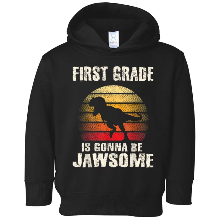 1st Day First Grade Back To School Jawsome Dinosaur Boy Toddler Hoodie