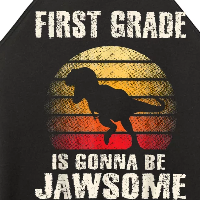 1st Day First Grade Back To School Jawsome Dinosaur Boy Women’s Perfect Tri Rocker Tank