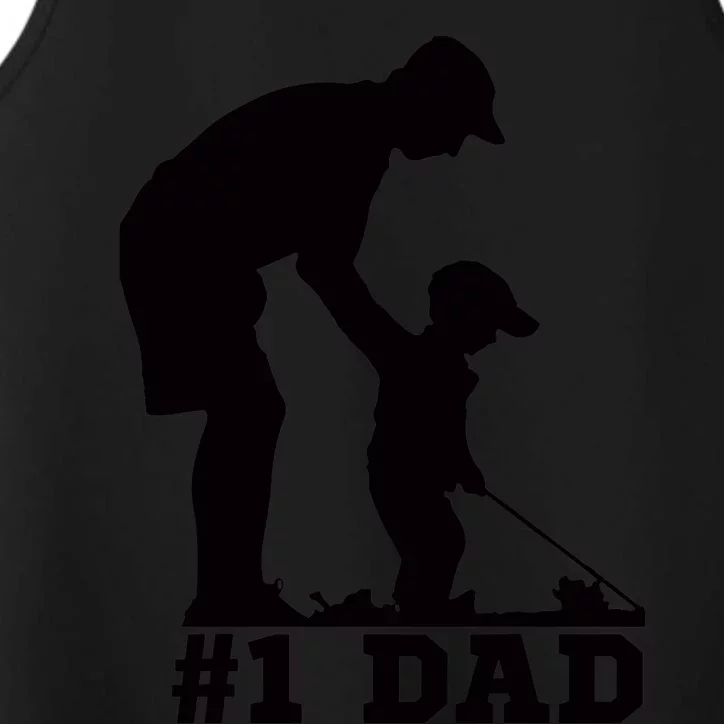 #1 Dad Golfing Golf Fathers Day Father Son Tee Performance Tank