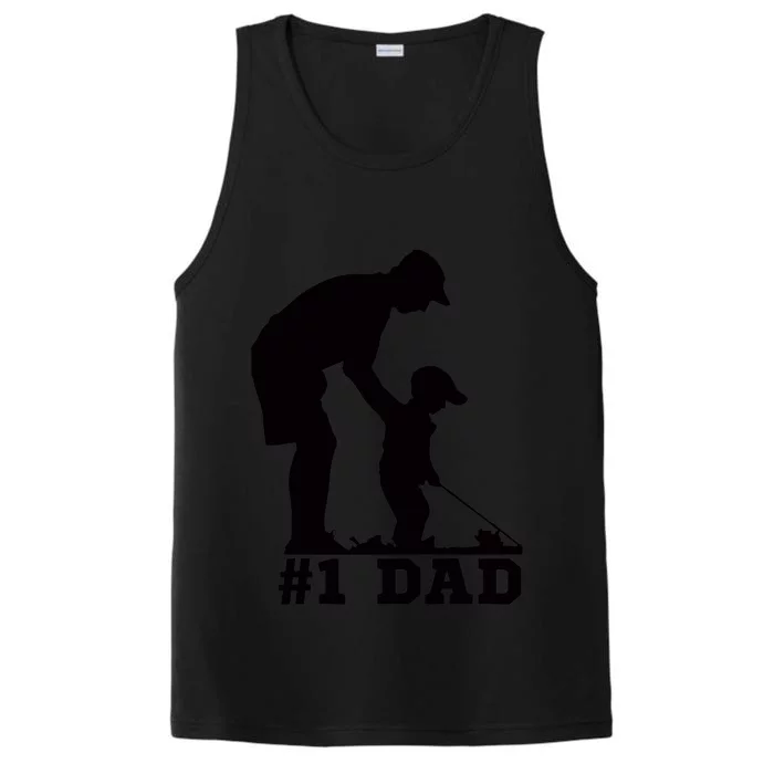 #1 Dad Golfing Golf Fathers Day Father Son Tee Performance Tank