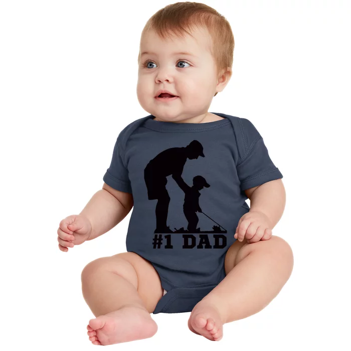 #1 Dad Golfing Golf Fathers Day Father Son Tee Baby Bodysuit