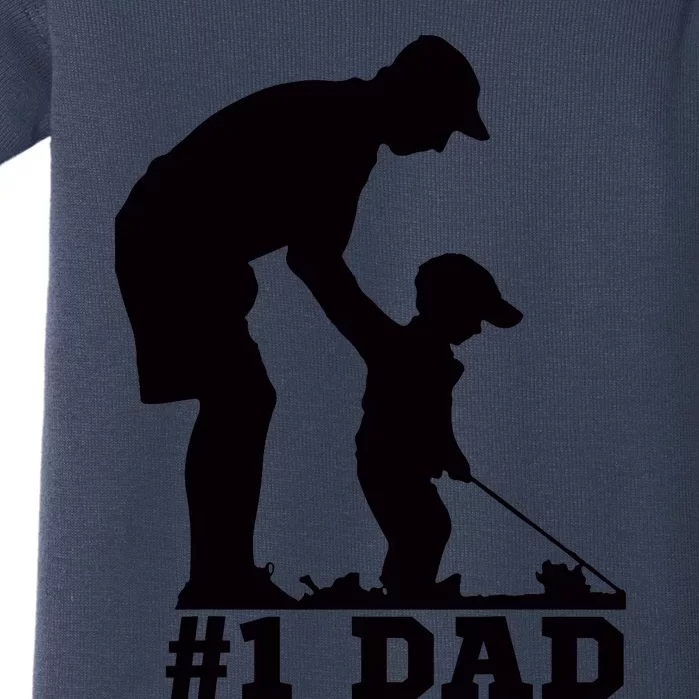 #1 Dad Golfing Golf Fathers Day Father Son Tee Baby Bodysuit