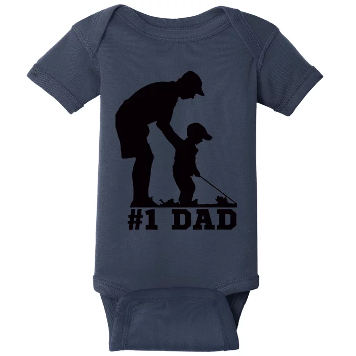 #1 Dad Golfing Golf Fathers Day Father Son Tee Baby Bodysuit