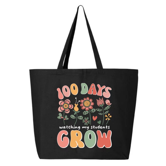 100 Days Growing Boho Flowers Teacher 100th Day Of School 25L Jumbo Tote