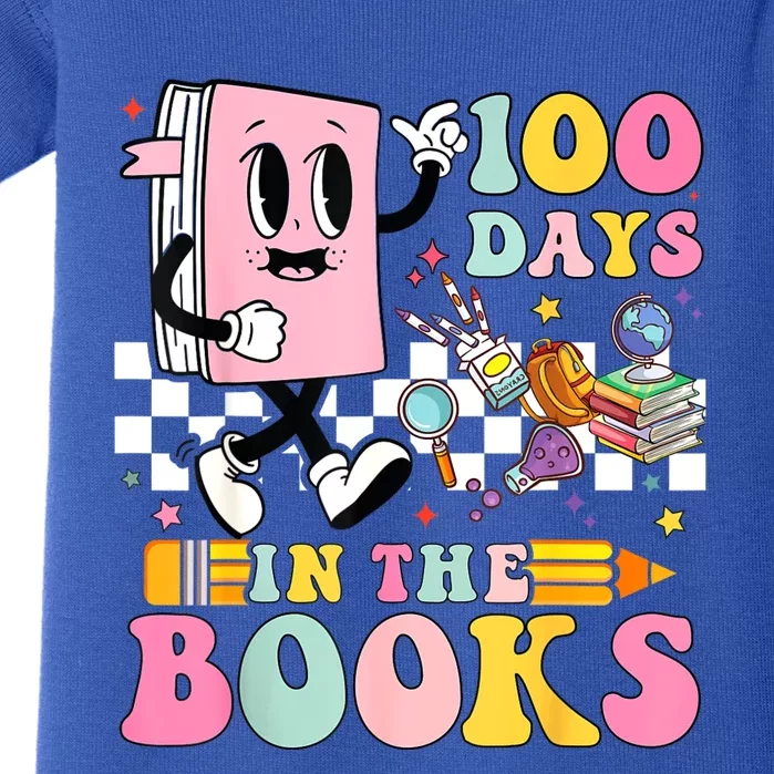 100 Days In The Books Reading Teacher 100th Day Of School Baby Bodysuit