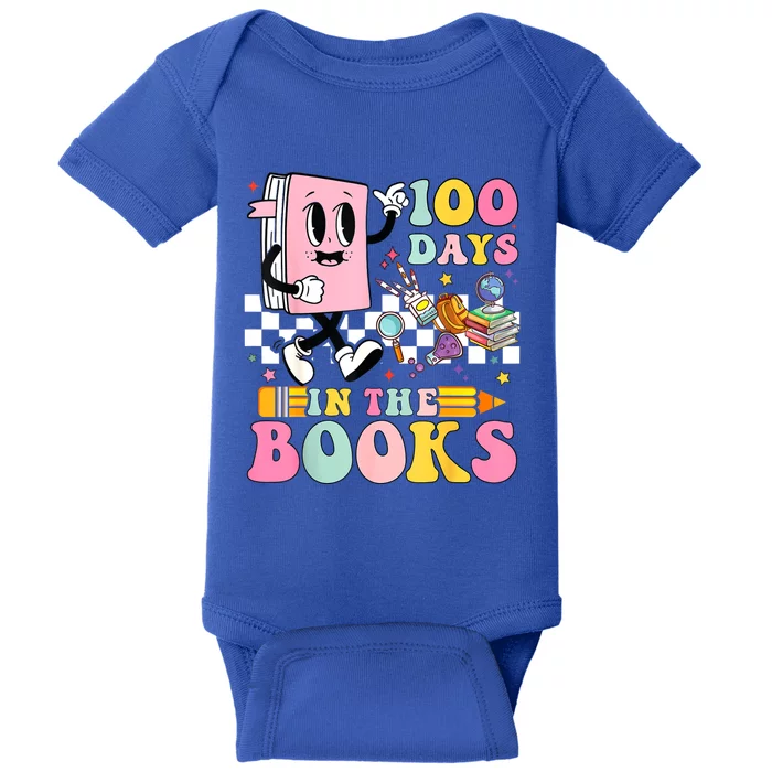 100 Days In The Books Reading Teacher 100th Day Of School Baby Bodysuit