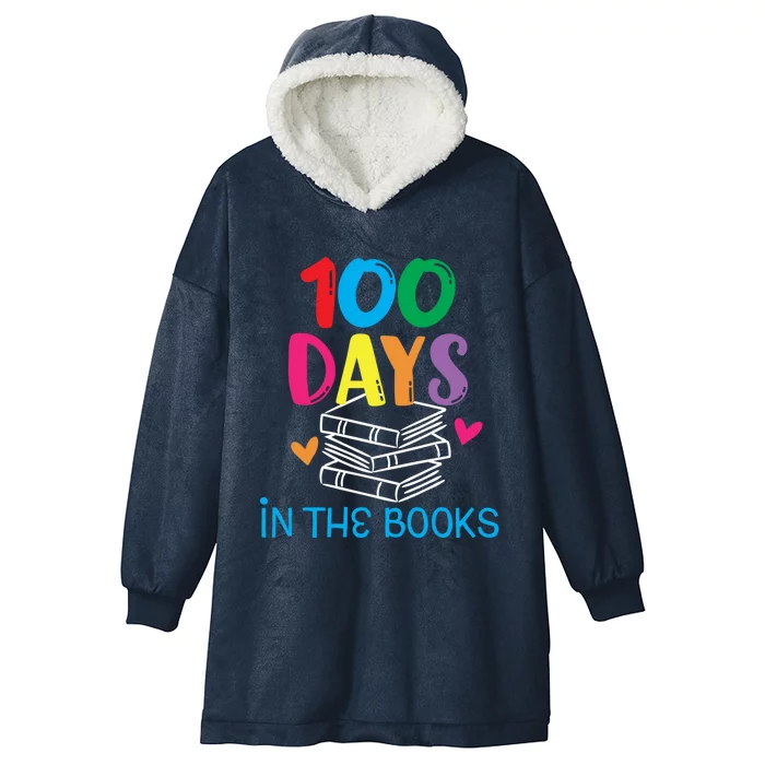 100 Days In The Books Cool Gift Book Lover English Reading Teacher Gift Hooded Wearable Blanket