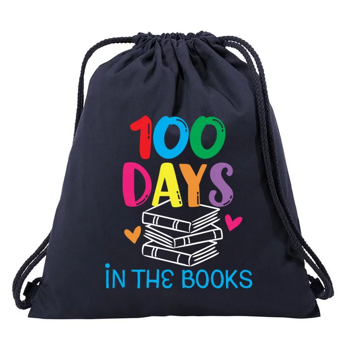 100 Days In The Books Cool Gift Book Lover English Reading Teacher Gift Drawstring Bag